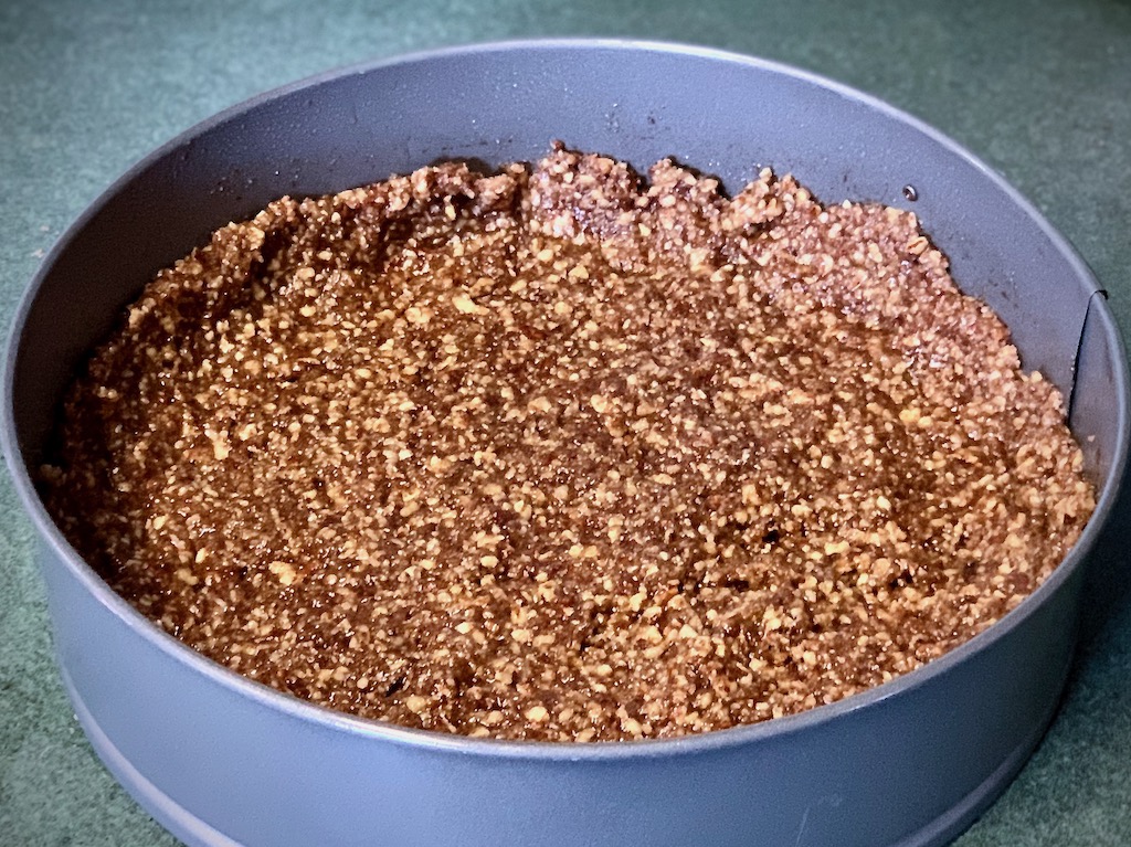 Baked Pecan Crust in springform pan
