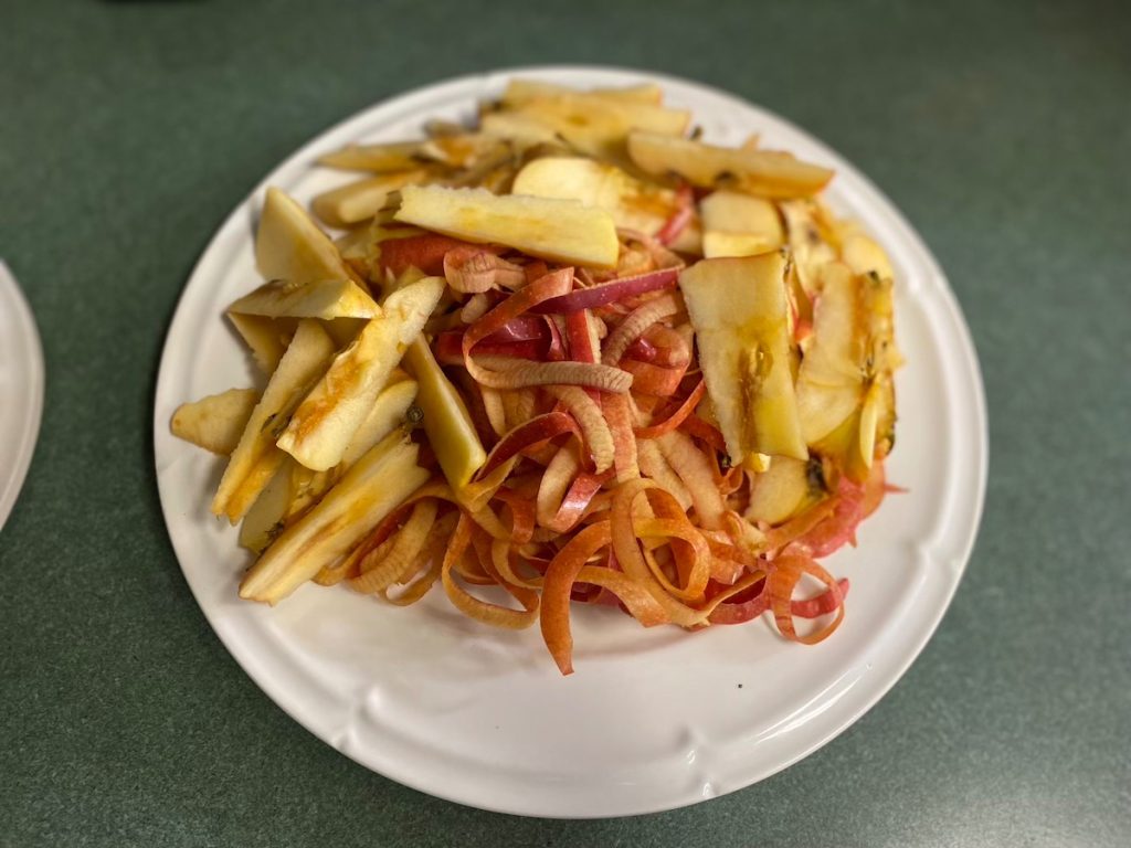 Apple peels and cores saved for making vinegar