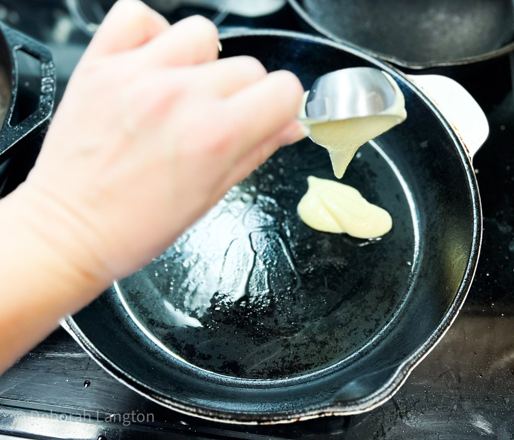 pouring batter into pan