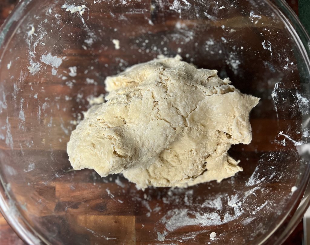 Finished dumpling dough before resting and rolling